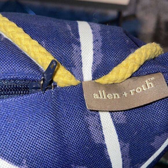 Allen+Roth Indoor Outdoor Pillows Patio Accent Nautical Navy Blue Yellow 17 X 17 - Picture 2 of 6